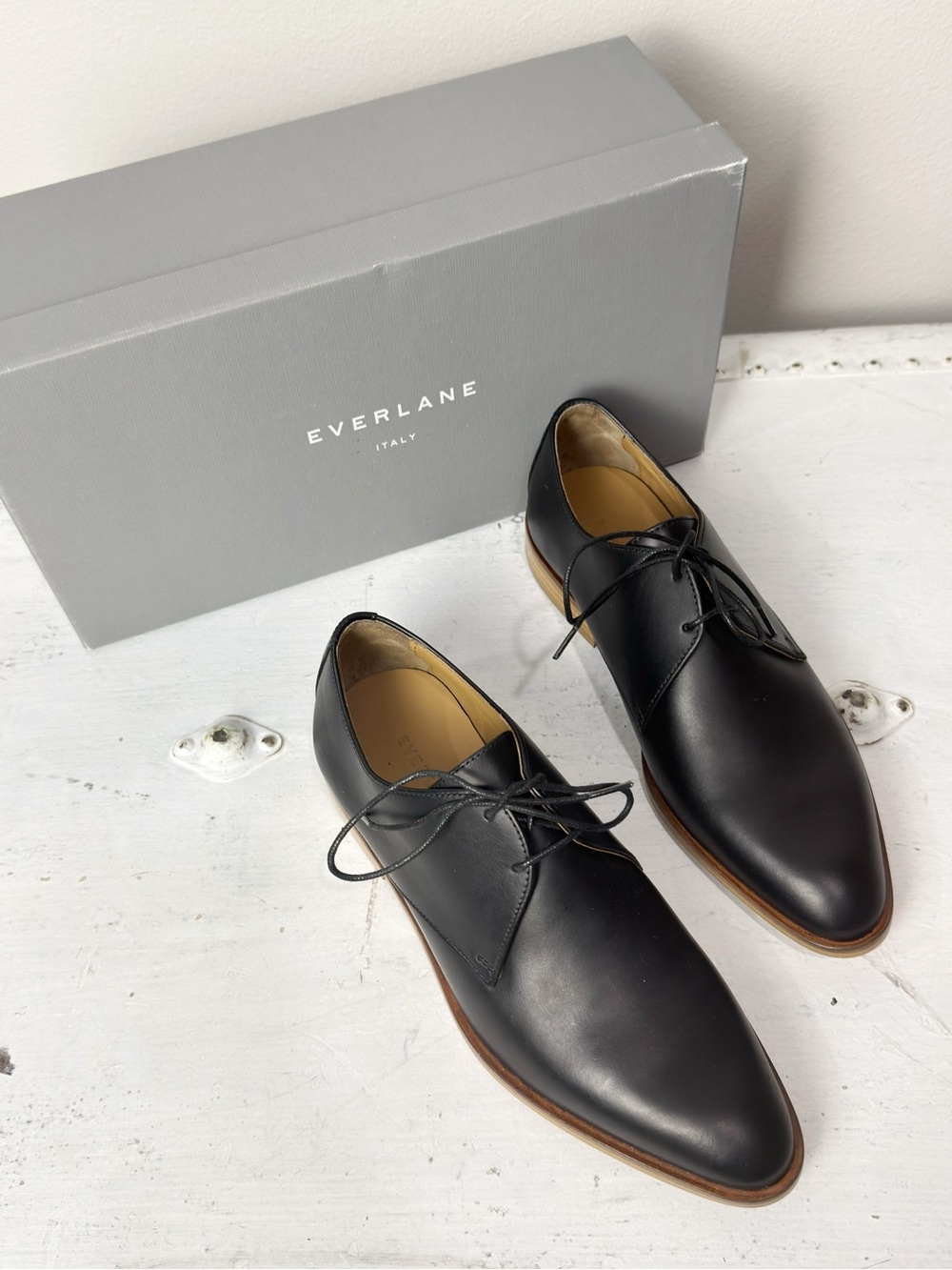 Everlane The Modern Oxford Loafer Black Leather Size 6 New!